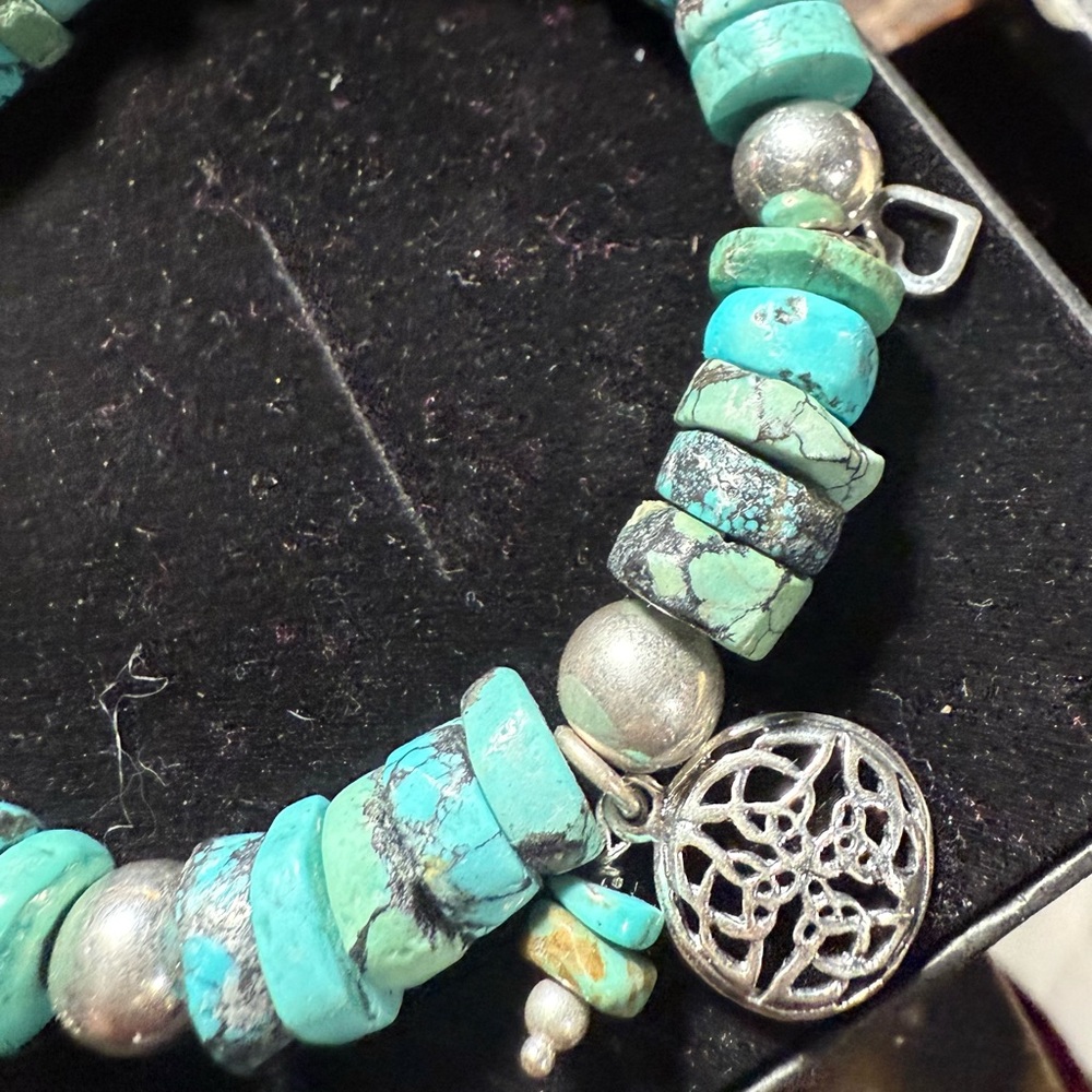 Kingman turquoise bracelet, Karen Hill tribe, Sterling silver